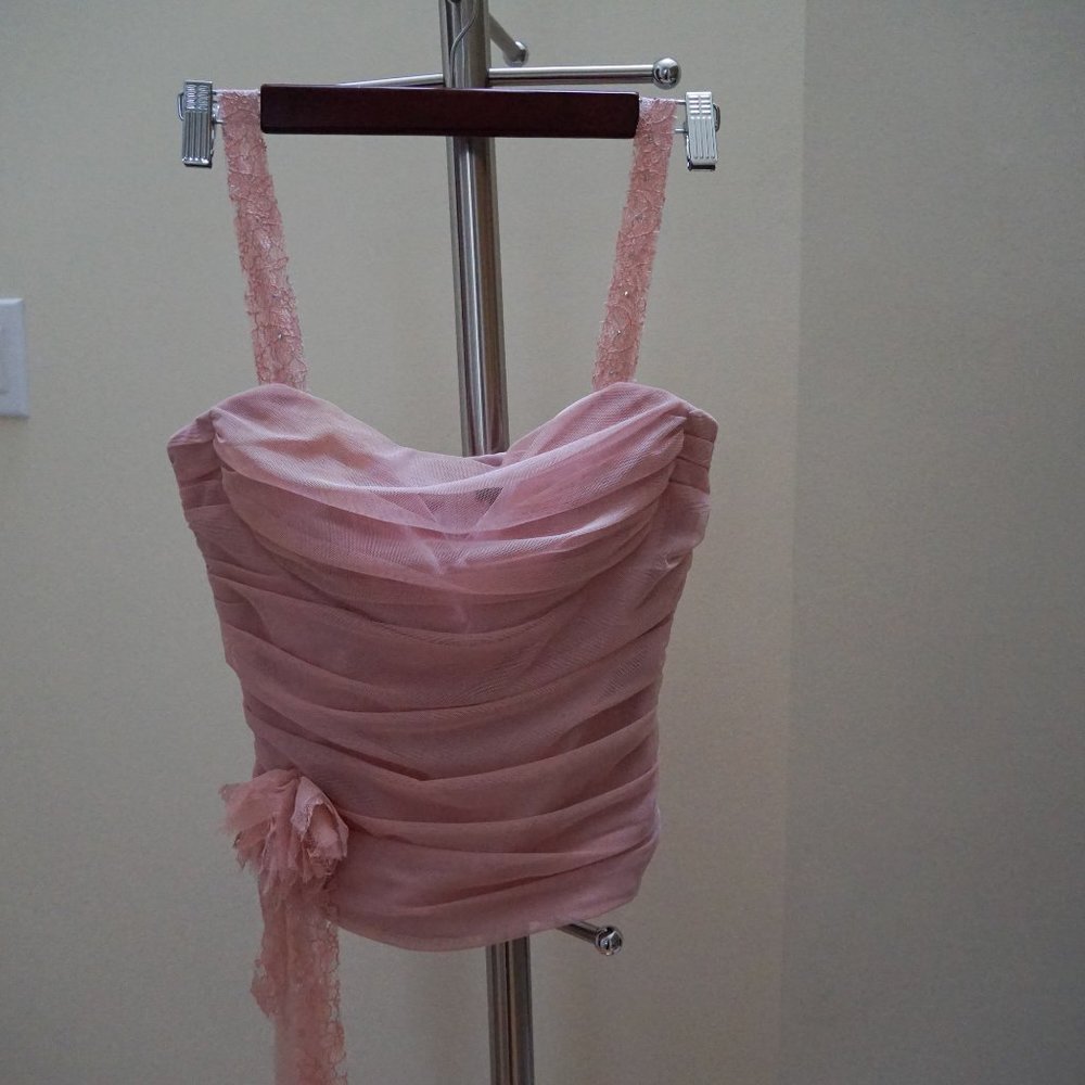 New Condition Pink BCBG Bustier w Lace and Jewels